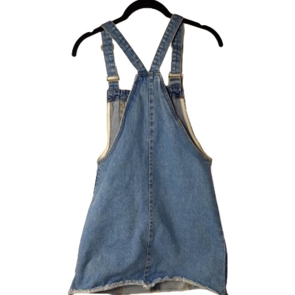 Forever 21 Overall Denim Dress Small Junior Mini Above Knee - Picture 2 of 4